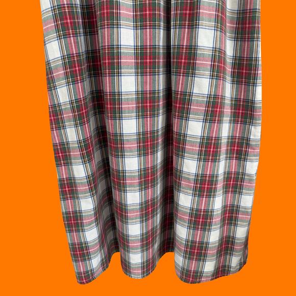 80's 90's vintage tartan plaid Christmas night gown pjs OSFM l.l. bean by lanz - Picture 7 of 11